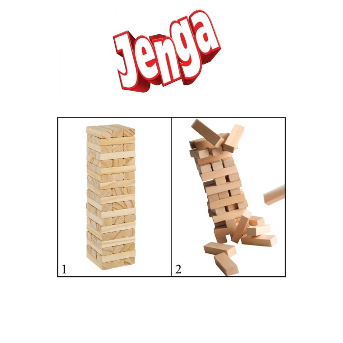 54 Parça Denge Oyunu Jenga Ahşap Büyük Boy