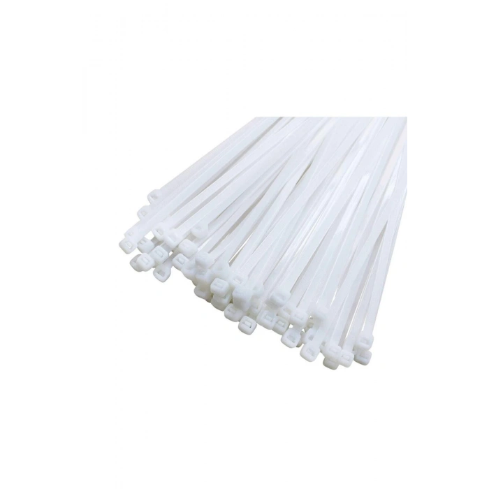 Kablo Bağı- Plastik Kelepçe - 3.6 X 300 Mm - Cırt Kelepçe Beyaz 100 Adet Paket