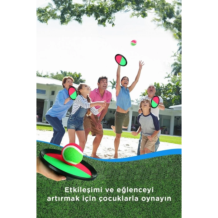 At Tut Oyun Seti Yapışkanlı  Eğlenceli Aktivite Oyunu Dış Mekan Oyuncağı 2 El Raketi 1 Top