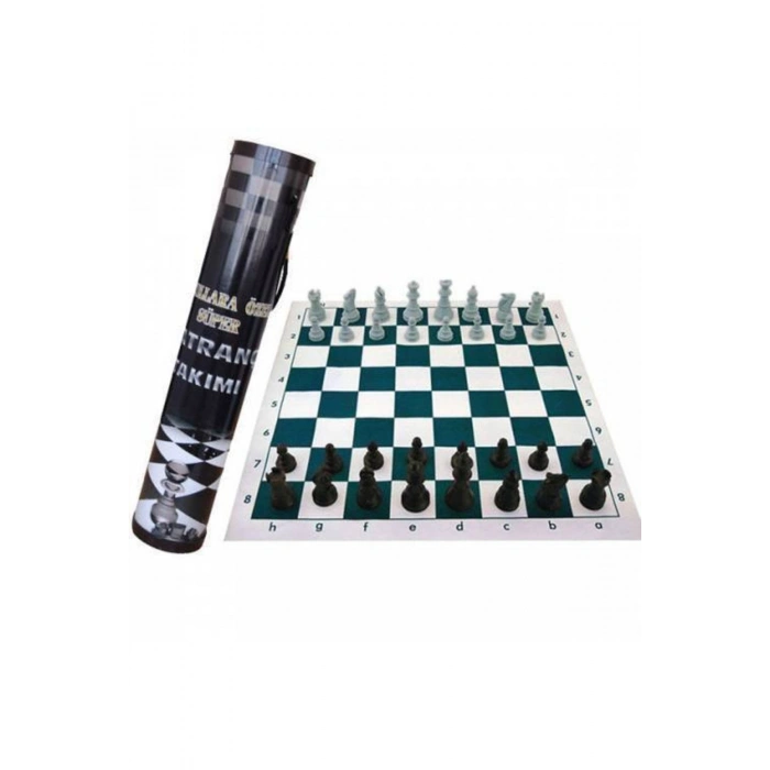 Okul Tipi Satranç Takımı Seti Rulo Çantalı Büyük Boy Taşlı Katlanabilir Santranç