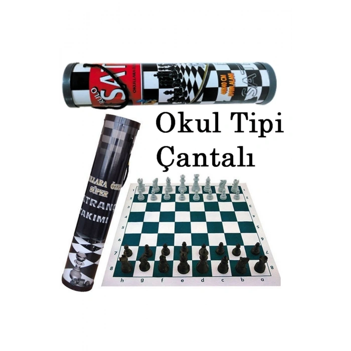 Okul Santranç Takımı Seti - Rulo Çantalı Okul Tipi