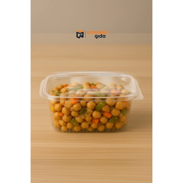 1000 gr Sızdırmaz Saklama Kap Tek Kullan At Ambalaj Tatlı Kuruyemiş Plastik Kapaklı Kase - 50 Adet