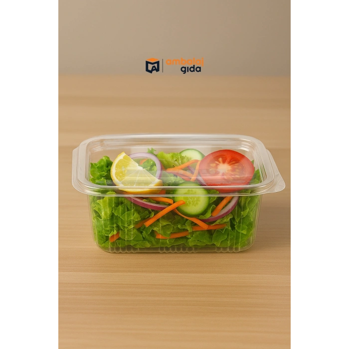 1000 gr Sızdırmaz Saklama Kap Tek Kullan At Ambalaj Tatlı Kuruyemiş Plastik Kapaklı Kase - 50 Adet