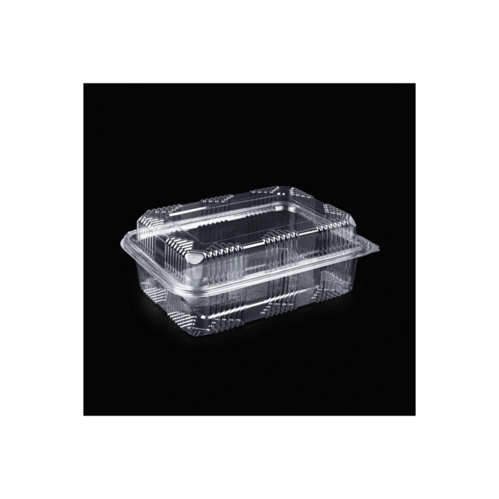 Kullan At Plastik Kilitli Şeffaf Bombeli Kapaklı Gıda Saklama Kabı Sızdırmaz Kap - 1000 cc - 25 Adet