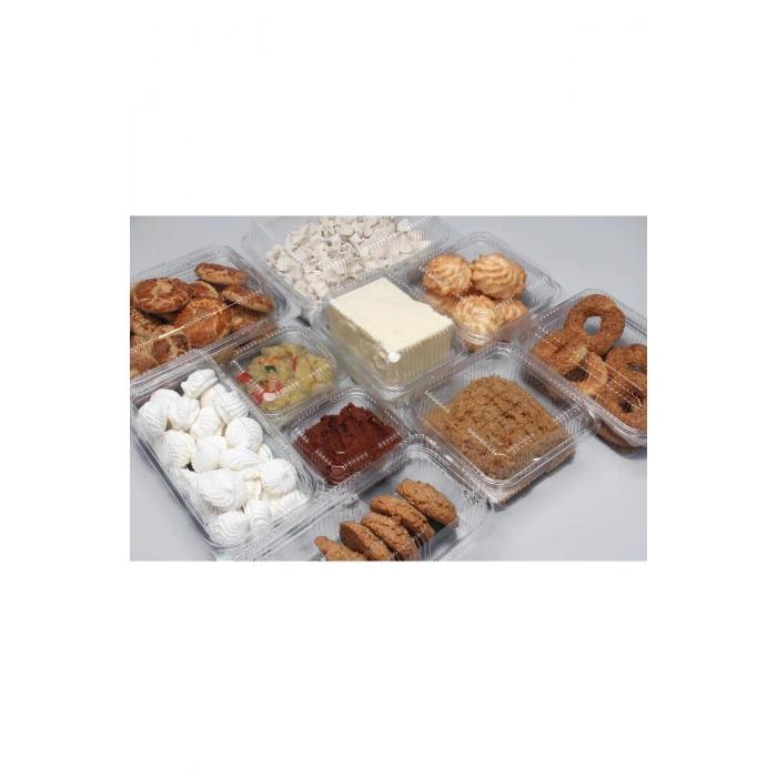 Kullan At Plastik Kilitli Şeffaf Bombeli Kapaklı Gıda Saklama Kabı Sızdırmaz Kap - 1000 cc - 25 Adet