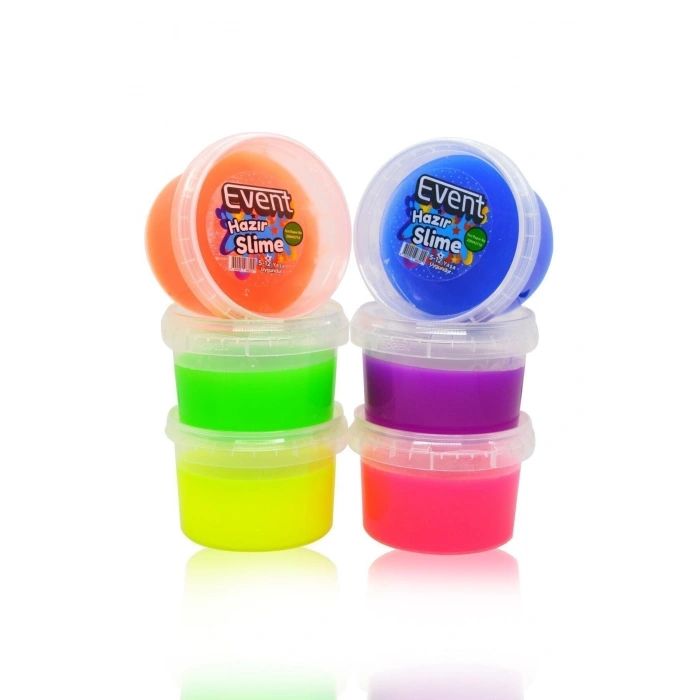 Event 6 Renk Neon Fosforlu Hazır Slime - Hazır Slaym Oyunu 6x170gr Toplam 1020gr