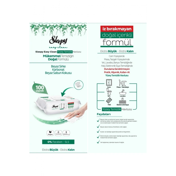 Easy Clean Yüzey Temizlik Havlusu 100 Yaprak Plastik Kapaklı (9 Lu Set) 900 Yaprak