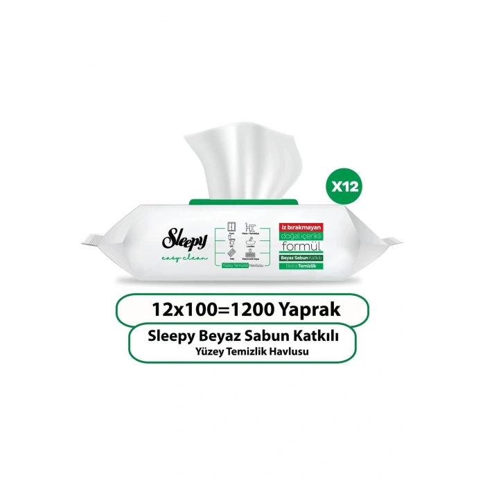 Easy Clean Beyaz Sabun Katkılı Yüzey Temizlik Havlusu 100 x 12 Adet