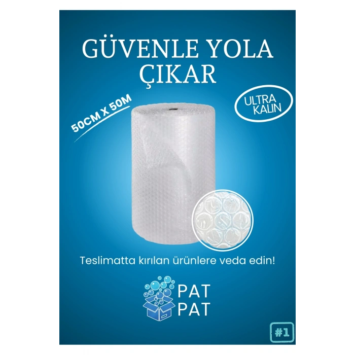 Balonlu Naylon 50 Cm X 50 Mt Eko 25-30 gram 1 .sınıf Balonlu Poşet Havalı Naylon Pat Pat Ambalaj