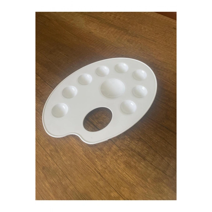 RESİM PALETİ beyaz 9 gözlü plastik palet