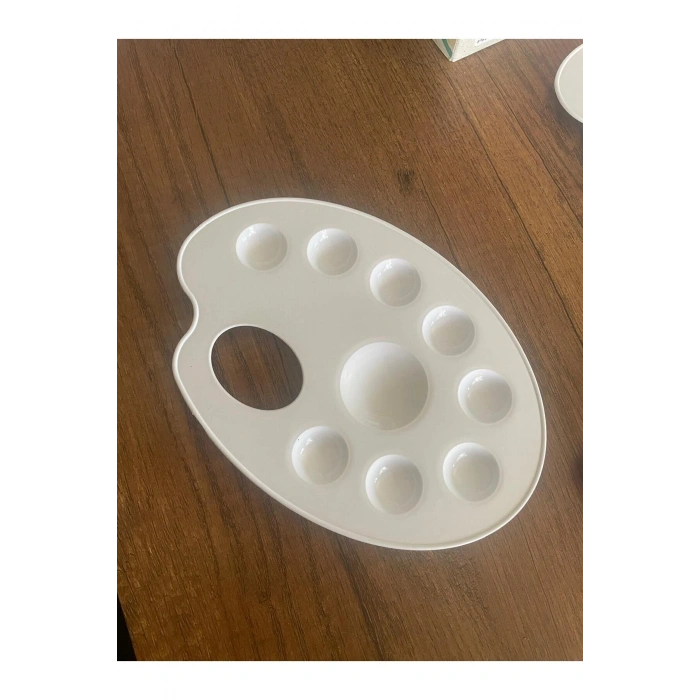 RESİM PALETİ beyaz 9 gözlü plastik palet