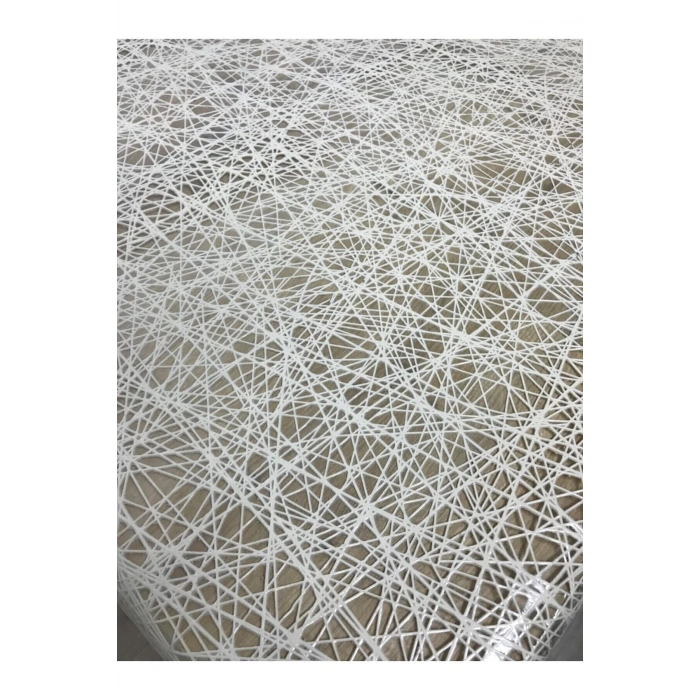 Iplik Desen Hasır Pvc Şeffaf Kaplamalı Lüks Muşamba Masa Örtüsü Krem