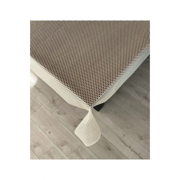 Petek Desen Lüks Pvc Silinebilir Masa Örtüsü Krem