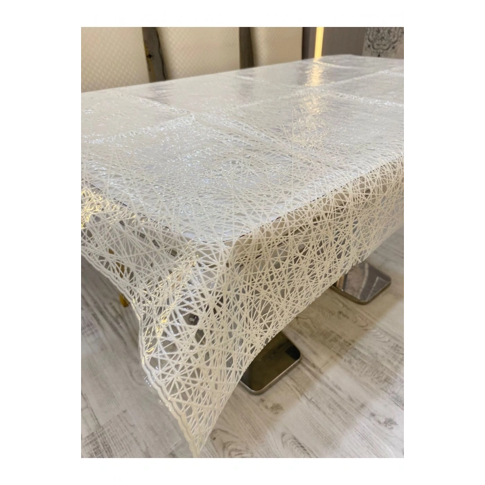 Pvc Şeffaf Hasır Masa Örtüsü Silinebilir Masa Örtüsü Su Geçirmez Muşamba Sofra Bezi Iplik Desen