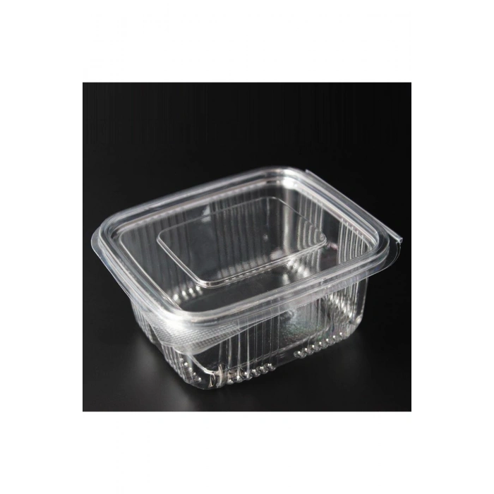 Kullan At Plastik Kilitli Şeffaf Düz Kapaklı Gıda Saklama Kabı Sızdırmaz Kap - 500 cc - 100 Adet