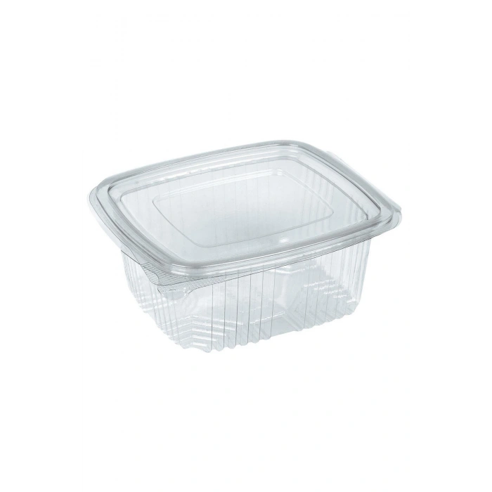 Kullan At Plastik Kilitli Şeffaf Düz Kapaklı Gıda Saklama Kabı Sızdırmaz Kap - 500 cc - 100 Adet