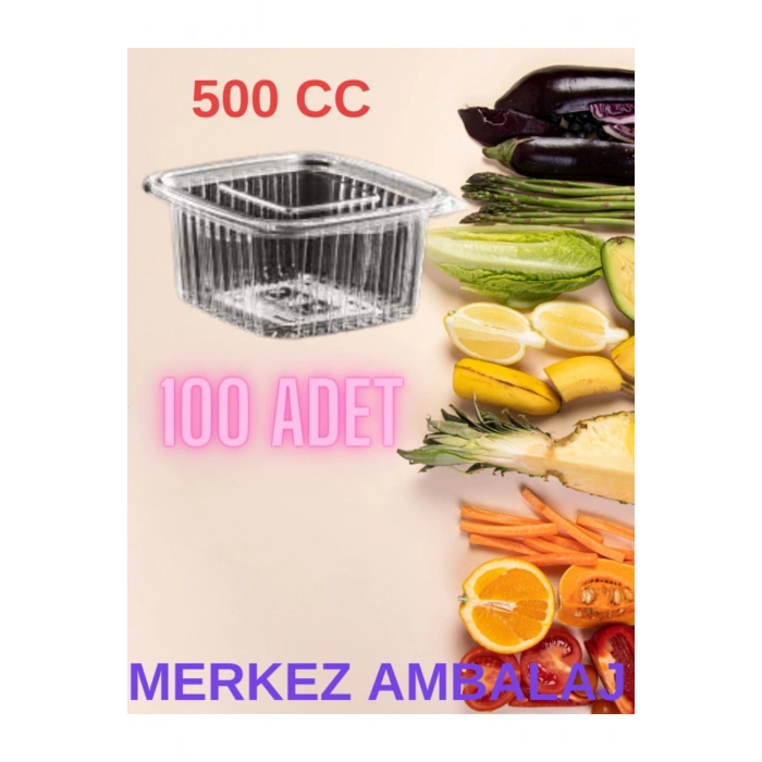 Plastik Sızdırmaz Kap 500 gr Cc Kullan At Tek Kullanımlık Plastik Kapaklı Kase 100 Adet