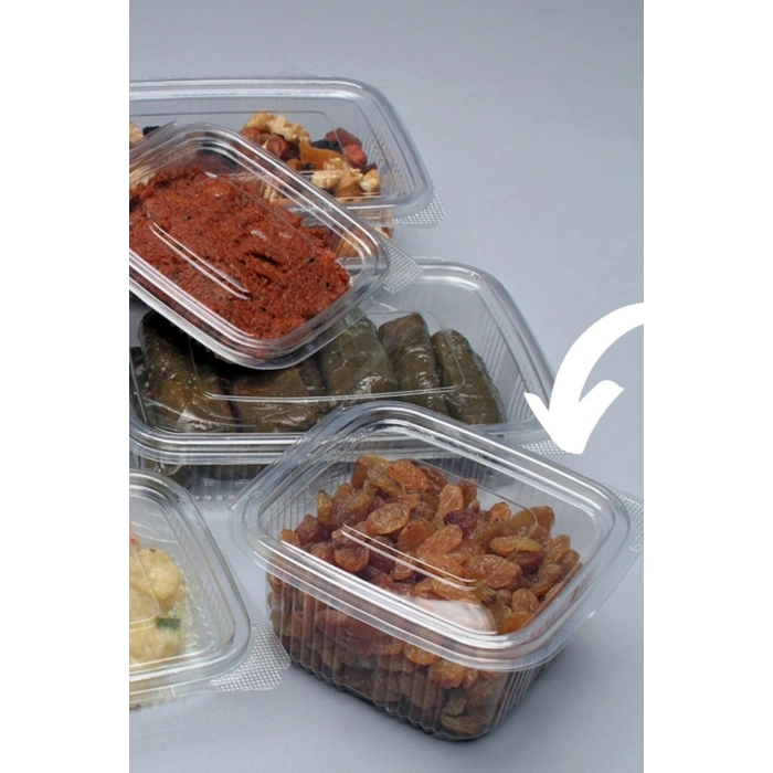 500 Gr 100lü Şeffaf Düz Kapaklı Plastik Sızdırmaz Kap ( 1 Paket)