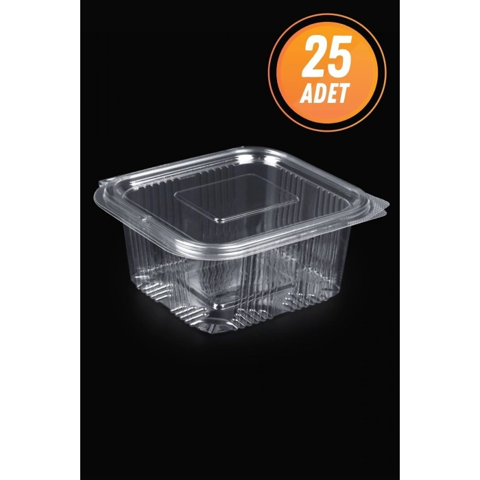 Plastik Sızdırmaz Kap 500 gr cc Kullan At Tek Kullanımlık Plastik Kapaklı Kase 25 Adet