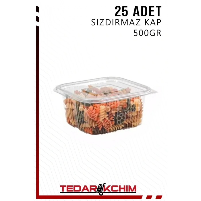 Plastik Sızdırmaz Kap 500 gr Plastik Kapaklı Kase (25 Adet)