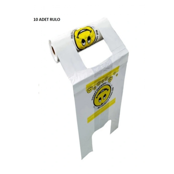1 Koli (10 Adet) Orta Boy Gülenyüz Manav Poşeti Hışır Atlet Poşet Rulo Mat Poşet