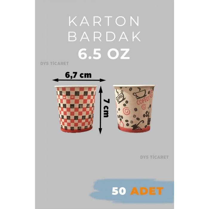 6.5 Oz Karton Bardak 50 Adet Çay - Kahve - Su Bardağı (3,2 GR)