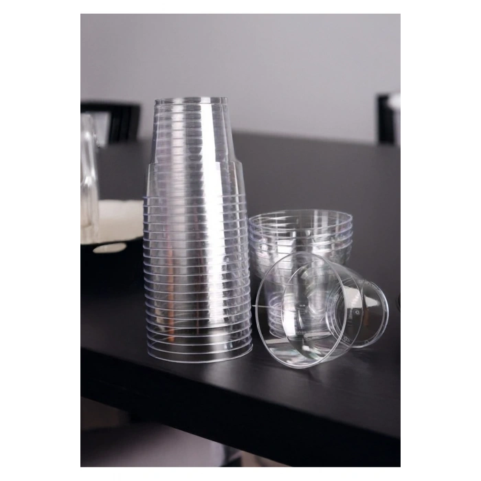 100 Adet Kristal Sert Plastik Şeffaf Pet Bardak 180 CC