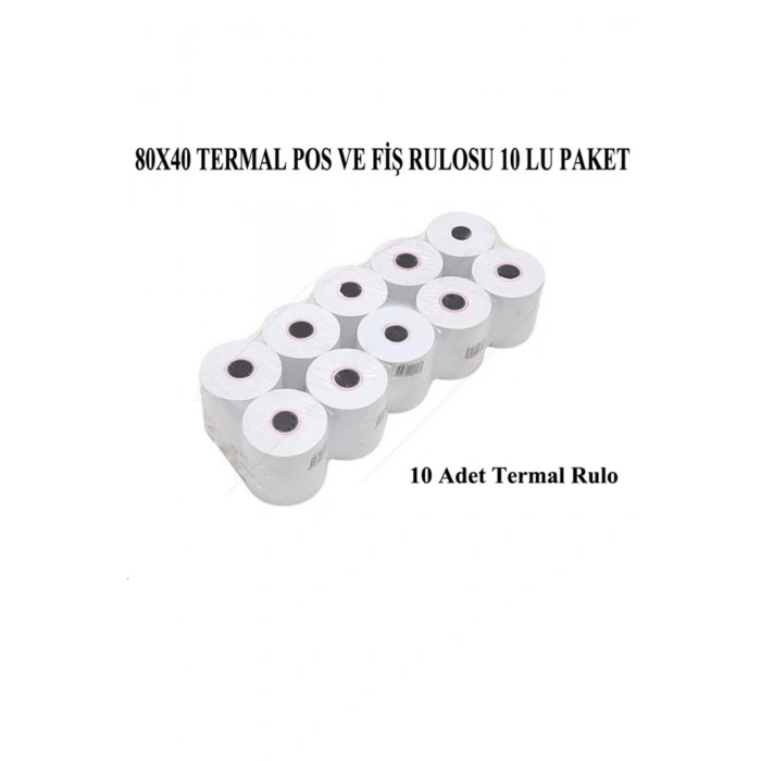 80X40 TERMAL POS VE FİŞ RULOSU 10 LU PAKET