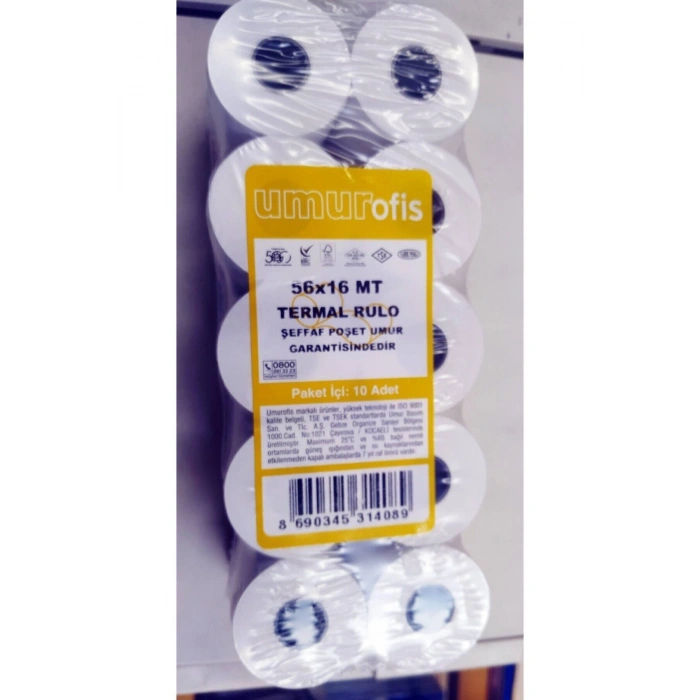 Ofis 56x16 Termal Rulo 1 Paket(10 Adet)