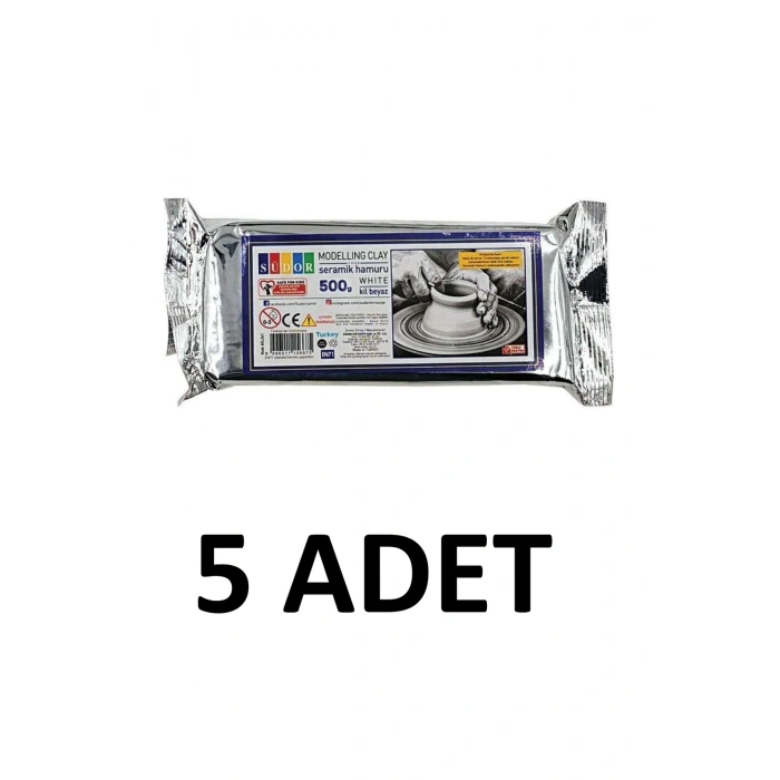 5 Adet Hava Ile Kuruyan Seramik Kil Hamuru 500 Gr Beyaz