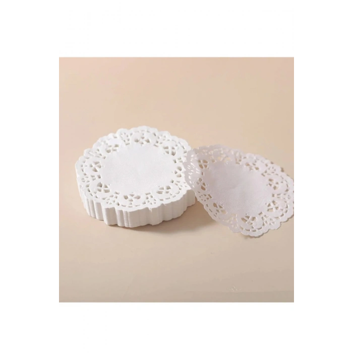 100 Adet Kağıt Dantel Bardak Altlığı Çay Bardağı Altı Sunum Kağıdı I 9 Cm/