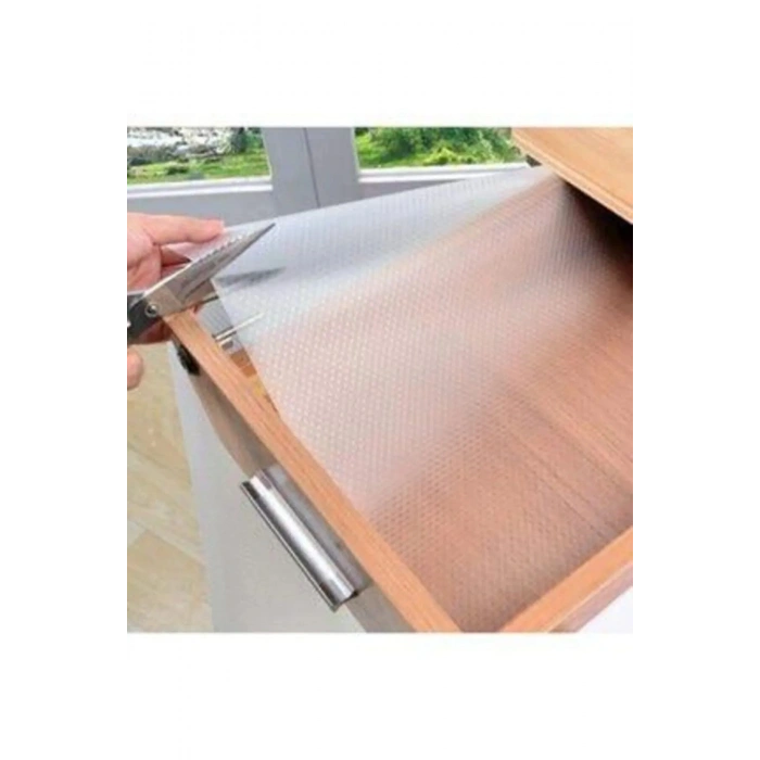 LitaeTrend Sermat Sılver Eva Shelf Liner Şeffaf Kaydırmaz Raf Dolap Ve Çekmece Örtüsü 45 Cm X 10 Met