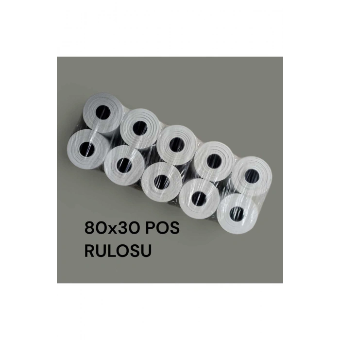 Termal Pos Rulosu, Adisyon Rulosu, Termal Yazıcı Kağıdı, Bilgi Fişi 80 Mmx 30 Mt (5 PAKET) 50 Adet