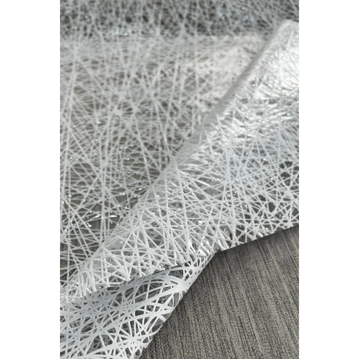 PVC Şeffaf Kaplamalı İp Desenli Masa Örtüsü – Beyaz Renk