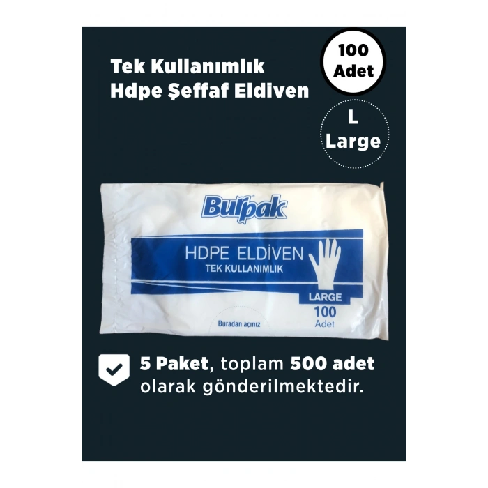 Şeffaf Poşet Eldiven Hdpe (large) (5 Pk*100 Adet)