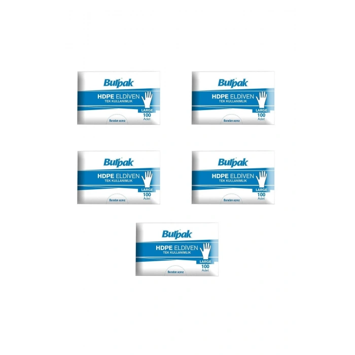 HDPE İş Temizlik Tek Kullanımlık Şeffaf Eldiven / Büyük Boy / 100 Adetlik 5 Paket