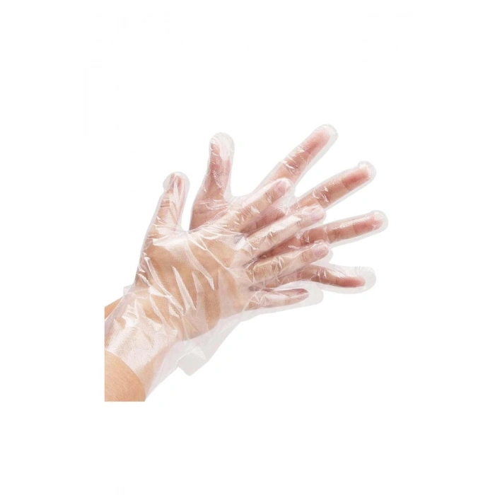 HDPE İş Temizlik Tek Kullanımlık Şeffaf Eldiven / Büyük Boy / 100 Adetlik 100 Paket - Koli