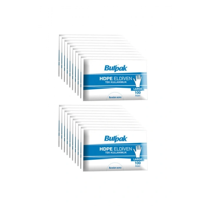 HDPE İş Temizlik Tek Kullanımlık Şeffaf Eldiven / Büyük Boy / 100 Adetlik 30 Paket