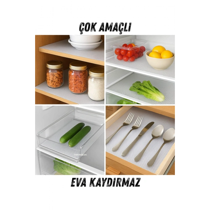 Kaydırmaz Şeffaf Raf Örtüsü 45x300 cm | Kalın PVC Dolap İçi Çekmece Koruyucu Eva Mat