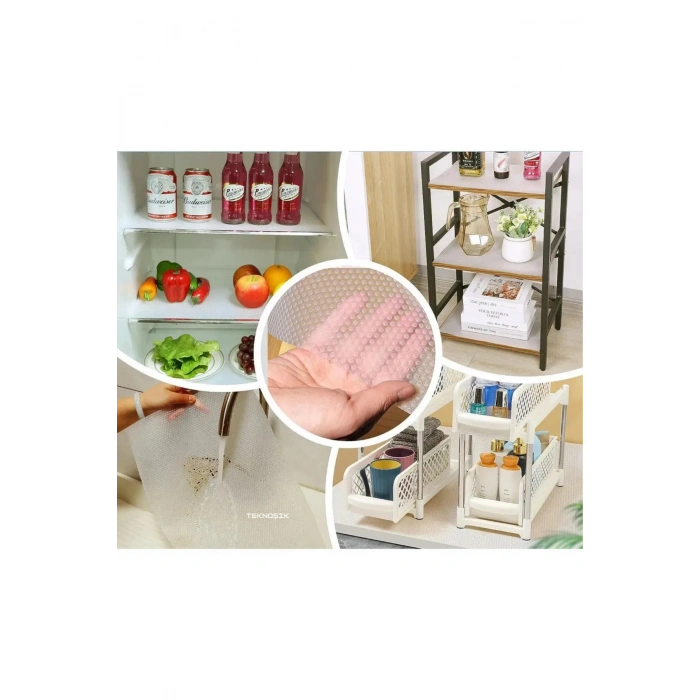 Kaydırmaz Şeffaf Raf Örtüsü 45x300 cm | Kalın PVC Dolap İçi Çekmece Koruyucu Eva Mat