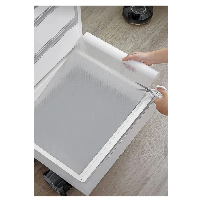 Eva Şeffaf Kaydırmaz Dolap Çekmece Raf Örtüsü 45x10 Metre Buzdolabı İçi Kaymaz Koruyucu Organizer