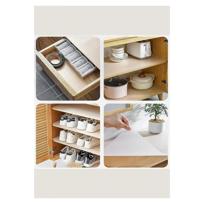 Eva Şeffaf Kaydırmaz Dolap Çekmece Raf Örtüsü 45x10 Metre Buzdolabı İçi Kaymaz Koruyucu Organizer