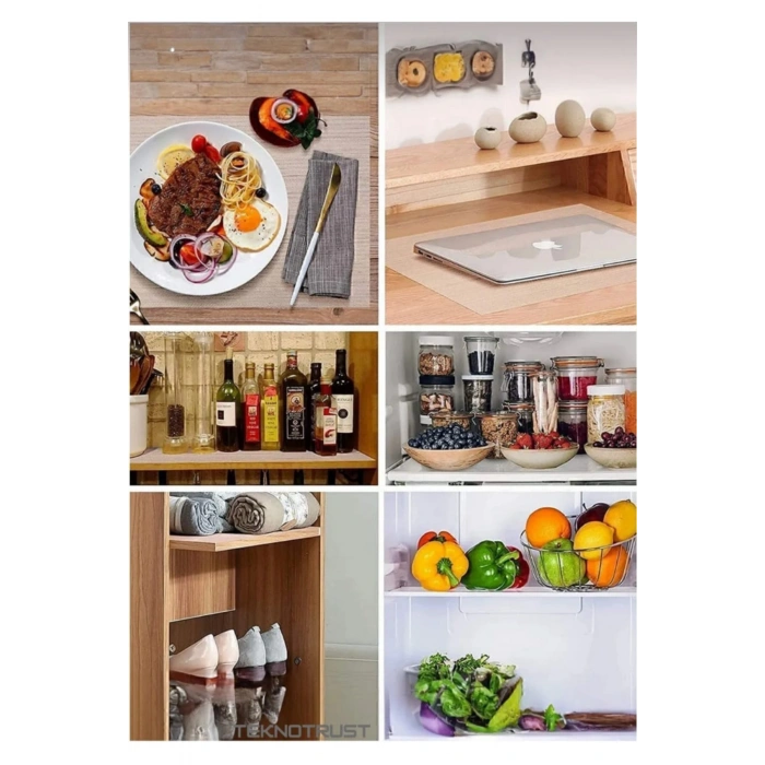 Eva Şeffaf Kaydırmaz Dolap Çekmece Raf Örtüsü 45x10 Metre Buzdolabı İçi Kaymaz Koruyucu Organizer