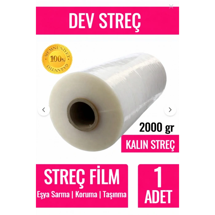 Palet Streci 2000 Gram 300 metre X 50cm Endüstriyel Palet Streç Film Paketleme Taşınma Streci