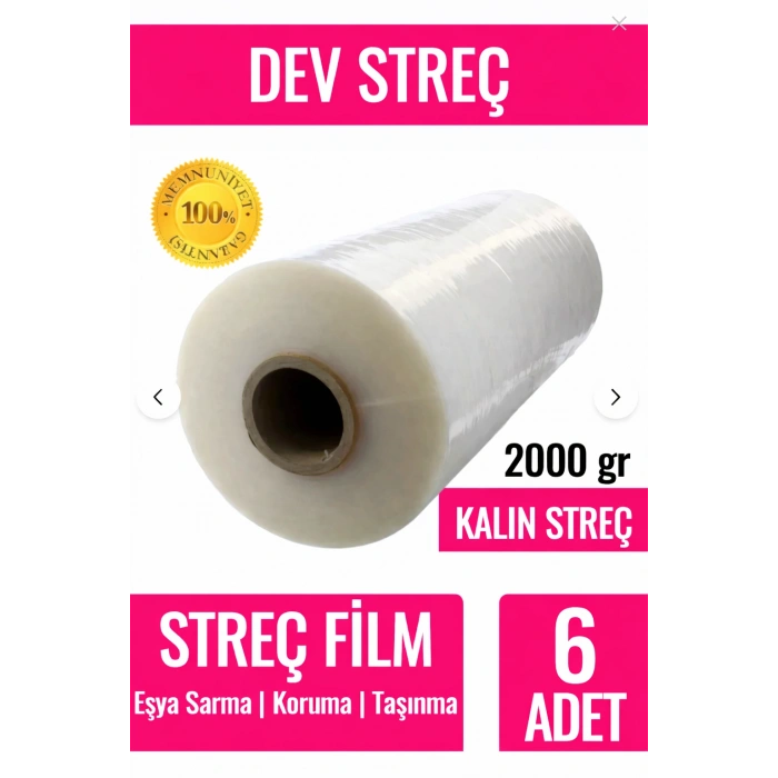 6Lı Palet Streci 2000 Gram 300 metre X 50cm Endüstriyel Palet Streç Film Paketleme Taşınma Streci