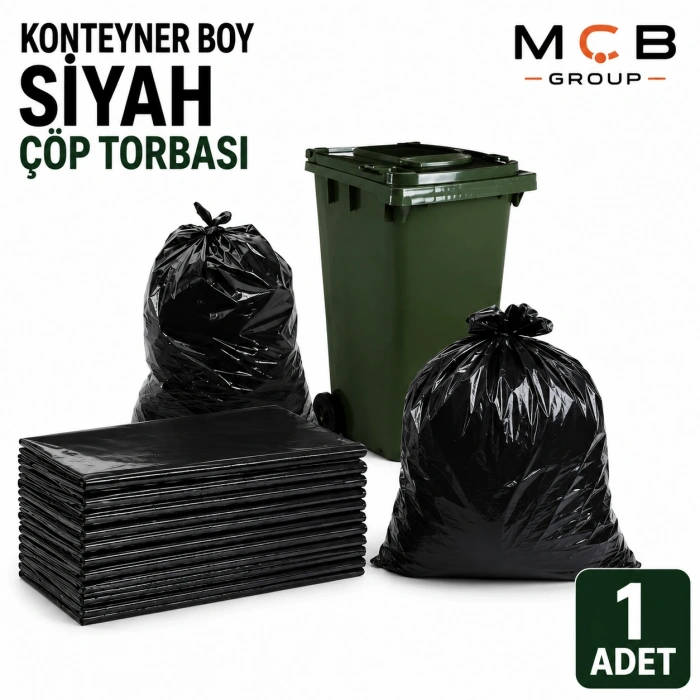 Konteyner Boy Çöp Torbası Siyah Dökme Çöp Poşeti Kalın Dayanıklı Büyük Boy 1 Adet