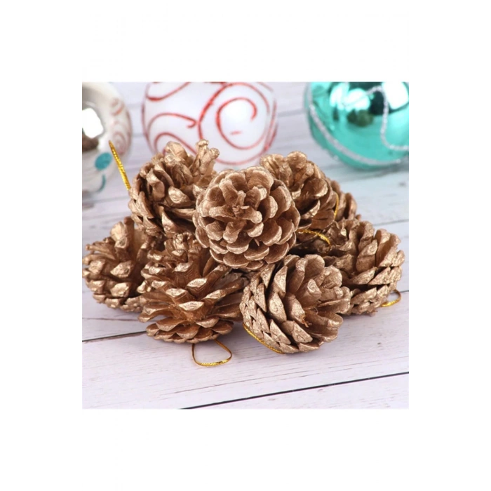 9 Adet Yılbaşı Ağacı Süs Çam Dekor Naturel Kozalak