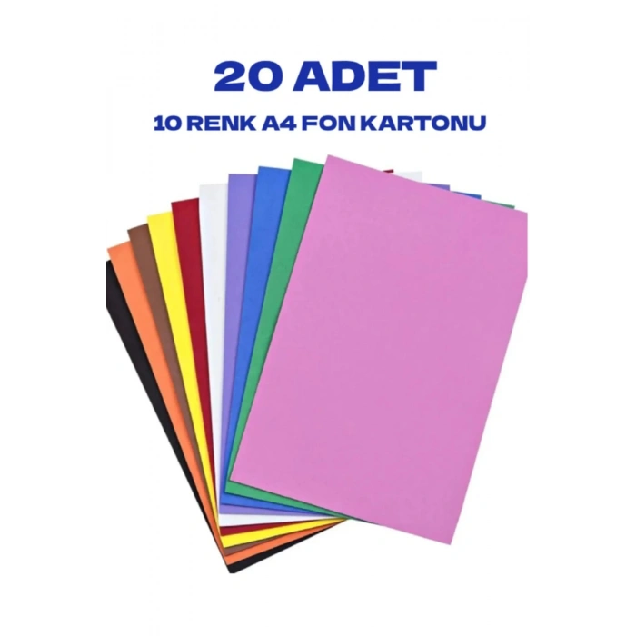 A4 Renkli Fon Kartonu 23x34 10lu (2li Paket) 10 Renk