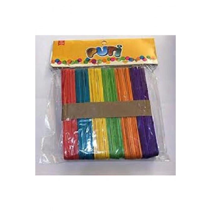 Ahşap Küçük Dil-dondurma-abeslang Çubuğu Renkli 50li