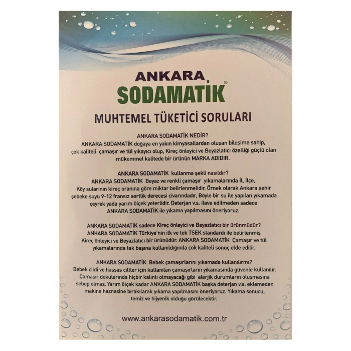 Ankara Sodamatik 1000 gr Kireç Önleyici ve Beyazlatıcı